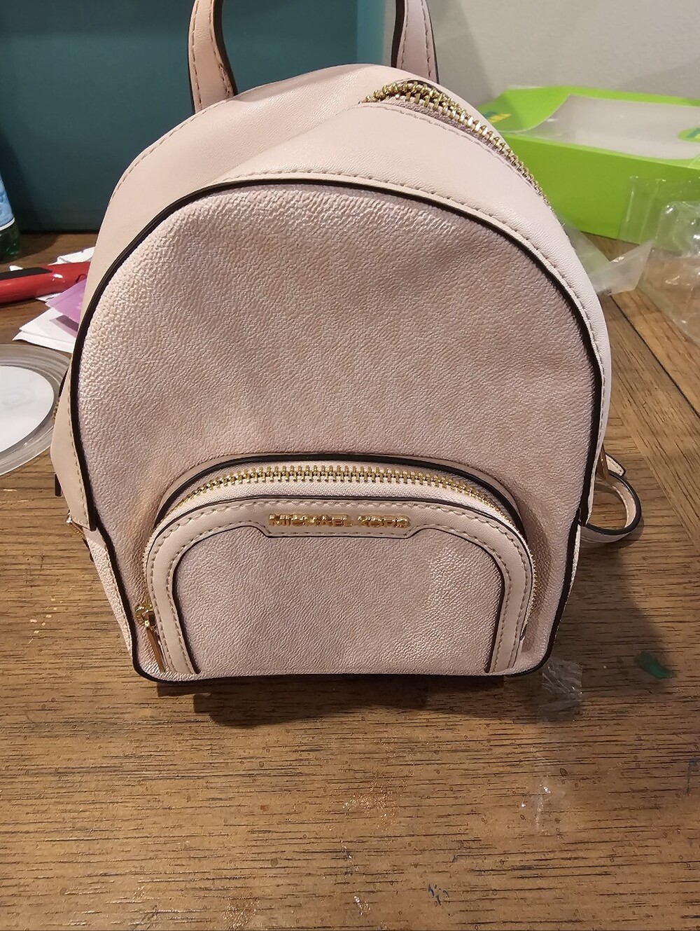 Michael Kors Light Pink Mini Backpack with Gold Hardware